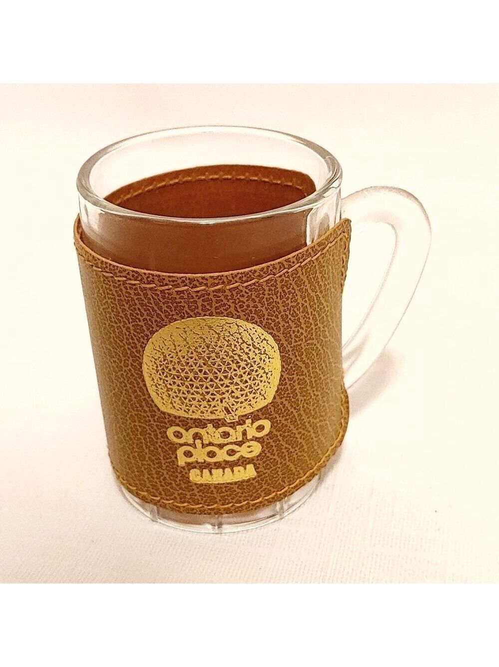 VINTAGE Ontario Place Canada Shot Glass with Pleather Wrap